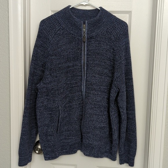 L.L.Bean Full Zip Knit Sweater L 100% cotton - Picture 1 of 7